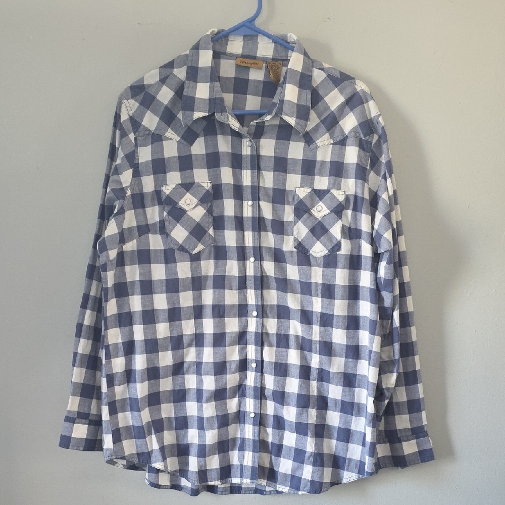 Wrangler Vintage Western Plaid Men's Shirt With Pearl Snaps 2XL